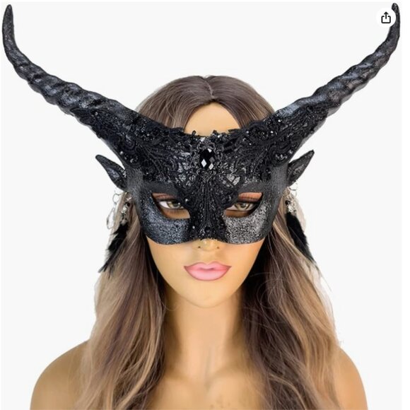 BEYOND MASQUERADE Ram Horns Masquerade Halloween Cosplay Mask - Picture 1 of 11